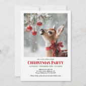 Watercolor fawn snowy forest serene winter Xmas Einladung (Vorderseite)