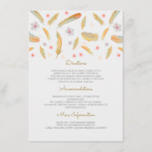 Watercolor Feathers Boho Hochzeitsinformationen