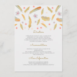 Watercolor Feathers Boho Hochzeitsinformationen Begleitkarte