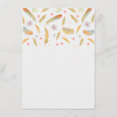 Watercolor Feathers Boho Hochzeitsinformationen Begleitkarte (Rückseite)