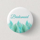 Watercolor Feathers Bridesmaid Button (Vorderseite)