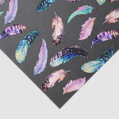 Watercolor Feathers Grau Muster Seidenpapier (Ausschnitt)
