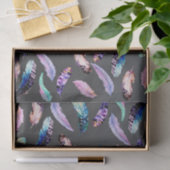 Watercolor Feathers Grau Muster Seidenpapier (Geschenk)