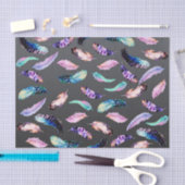 Watercolor Feathers Grau Muster Seidenpapier (Handwerk)