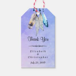 Watercolor Feathers Wedding Vielen Dank Geschenkanhänger