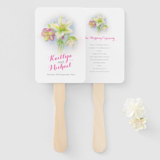 Watercolor Federhellebohrer Hochzeitsgebläse Fächer (Vorne und Hinten)