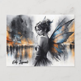 Watercolor Fee Mädchen Dämmerung magische Nacht St Postkarte