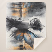 Watercolor Fee Mädchen Dämmerung magische Nachtkun Sherpadecke (Vorderseite)