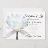 Watercolor-Feier des Lebens der Weißen Wasserlilie Einladung (Vorderseite)