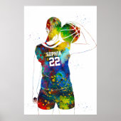 Watercolor Female Basketball Player Poster (Vorne)
