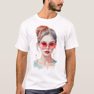 Watercolor Female Head T-Shirt