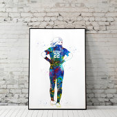 Watercolor Female Softball Player Poster