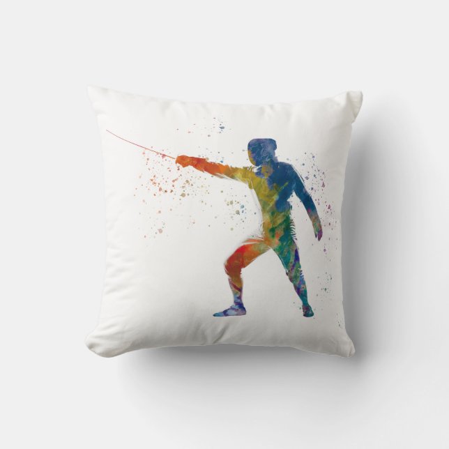 watercolor fencing kissen (Vorderseite)
