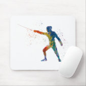 watercolor fencing mousepad (Mit Mouse)