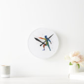 Watercolor Fencing Runde Wanduhr (Zuhause)