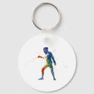 Watercolor Fencing Schlüsselanhänger