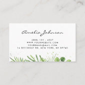 Watercolor Ferns and Eucalyptus Pattern Script Visitenkarte (Rückseite)