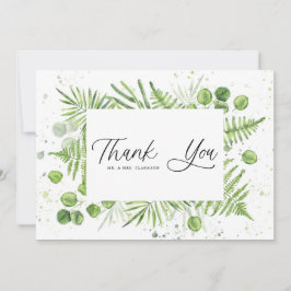 Watercolor Ferns and Eukalyptus Frame Wedding Dankeskarte