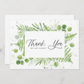 Watercolor Ferns and Eukalyptus Frame Wedding Dankeskarte (Vorne/Hinten)