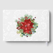 Watercolor Fesive Poinsettia Winter Wedding Gästebuch (Rückseite)