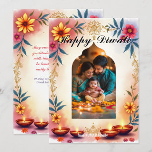 Watercolor-Festival-Porträt Diwali-Grußkarte Einladung