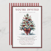 Watercolor Festive Christmas Tree Holiday Party Einladung (Vorne/Hinten)