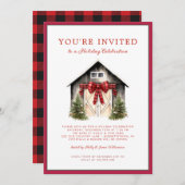 Watercolor Festive Christmas Tree Holiday Party  Einladung (Vorne/Hinten)