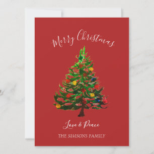 Watercolor Fichte Frohe Weihnachtsbaum  Feiertagskarte