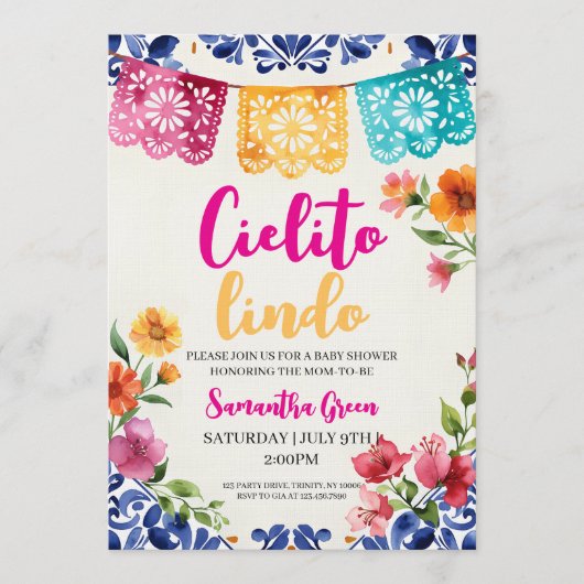 Watercolor Fiesta Cielito Lindo Baby Shower  Einladung (Vorderseite)