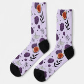 Watercolor Figs And Leaves Seamless Pattern Socken (Linkes Detail)