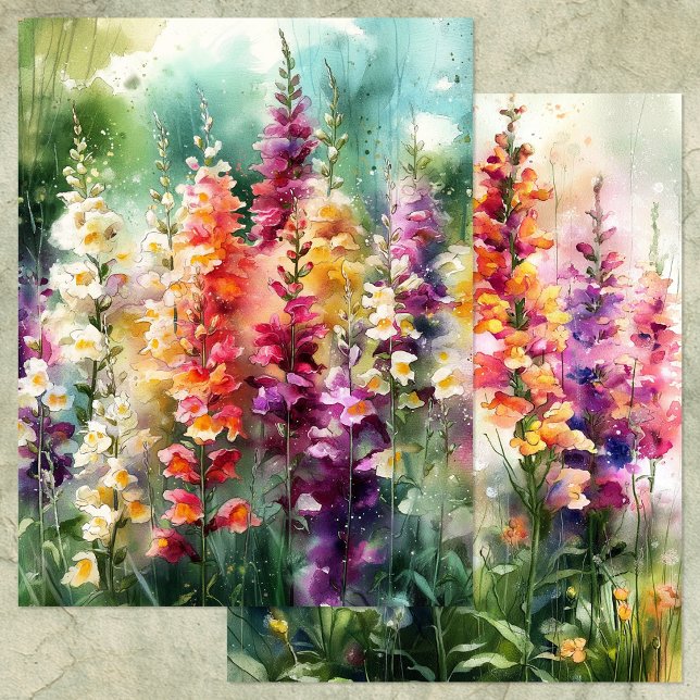 WATERCOLOR FINGERHUT GARTEN SCRAPBOOK PAPIER (WATERCOLOR FOXGLOVE GARDEN SCRAPBOOK PAPER)