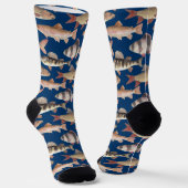 Watercolor fish pattern on dark blue socken (Gewinkelt)
