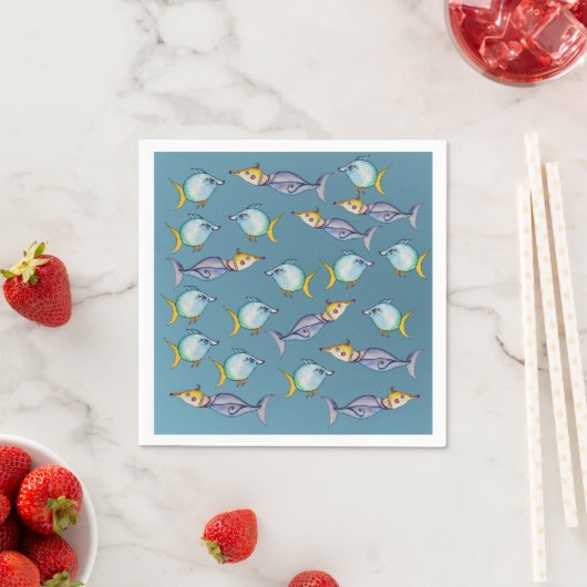 Watercolor Fish Whimsical Serviette (Beispiel)