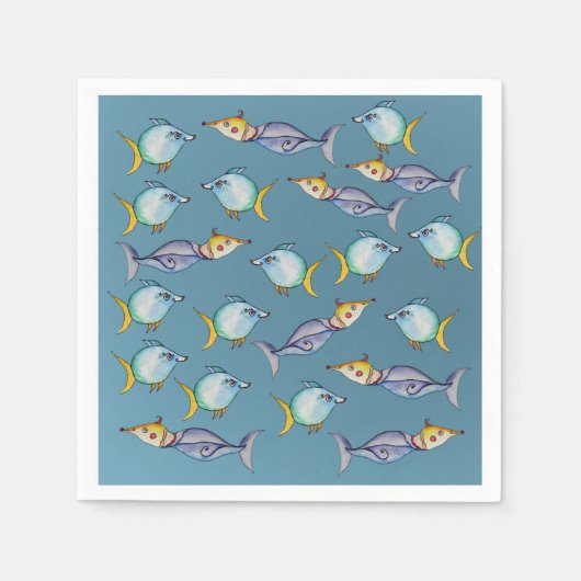 Watercolor Fish Whimsical Serviette (Vorderseite)