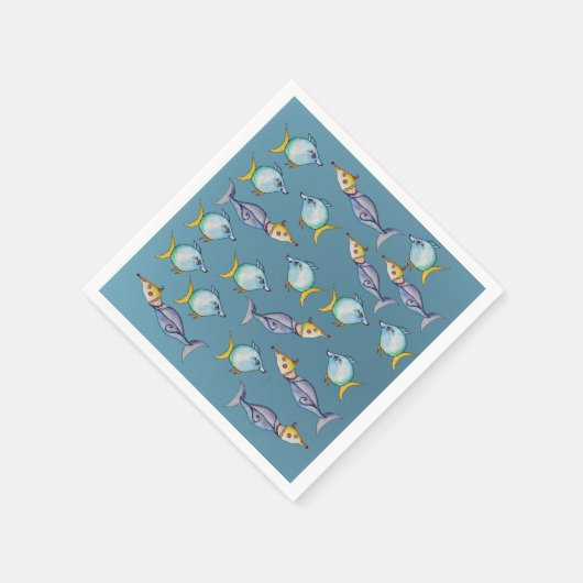 Watercolor Fish Whimsical Serviette (Ecke)