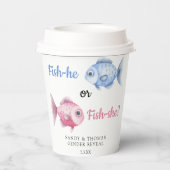 Watercolor Fishing Gender Reveal Pappbecher (Rückseite)