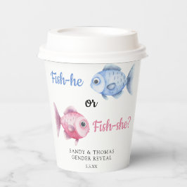 Watercolor Fishing Gender Reveal Pappbecher