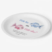 Watercolor Fishing Gender Reveal Pappteller (Schrägansicht)