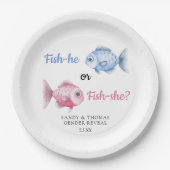 Watercolor Fishing Gender Reveal Pappteller (Vorderseite)