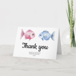 Watercolor Fishing Thank you gender reveal Dankeskarte