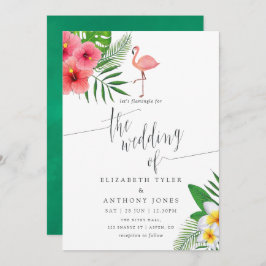 Watercolor Flamingo Aloha Luau Beach Wedding Einladung