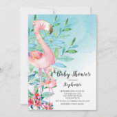Watercolor Flamingo Baby Dusche Einladung (Vorderseite)