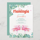 Watercolor Flamingo Babydusche Einladung (Vorne/Hinten)
