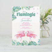 Watercolor Flamingo Brautparty Einladung (Stehend Vorderseite)