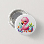 Watercolor Flamingo Cartoon Clipart Button (Vorne & Hinten)