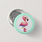 Watercolor Flamingo Cartoon Clipart Button (Vorne & Hinten)