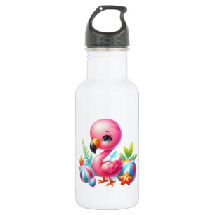 Watercolor Flamingo Cartoon Clipart Edelstahlflasche
