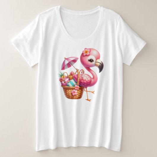Watercolor Flamingo Cartoon Clipart Große Größe T-Shirt (Design vorne)