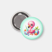 Watercolor Flamingo Cartoon Clipart Magnet (Vorderseite/Rückseite)
