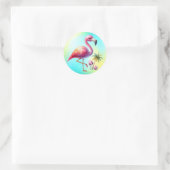 Watercolor Flamingo Cartoon Clipart Runder Aufkleber (Tasche)